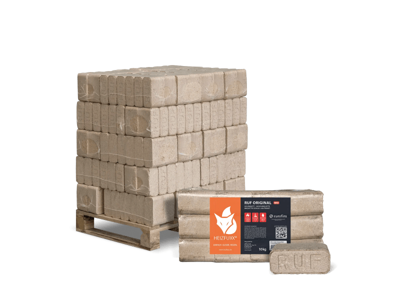 image-34.png Heizfuxx RUF Original Red Holzbriketts Hartholz 10kg x 30 Gebinde 300kg Palette – Image 1